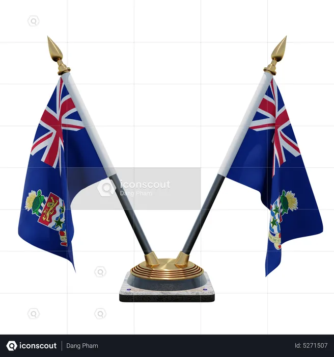 Cayman Islands Double (V) Desk Flag Stand Flag 3D Icon