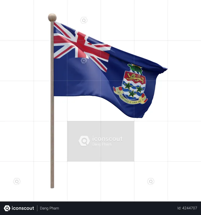 Cayman Islands Flagpole Flag 3D Illustration