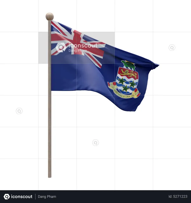 Cayman Islands Flagpole Flag 3D Icon