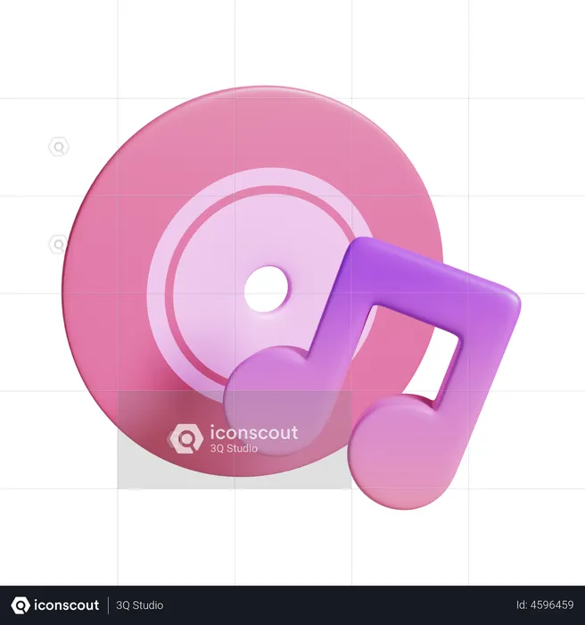 CD and Musical Note  3D Illustration