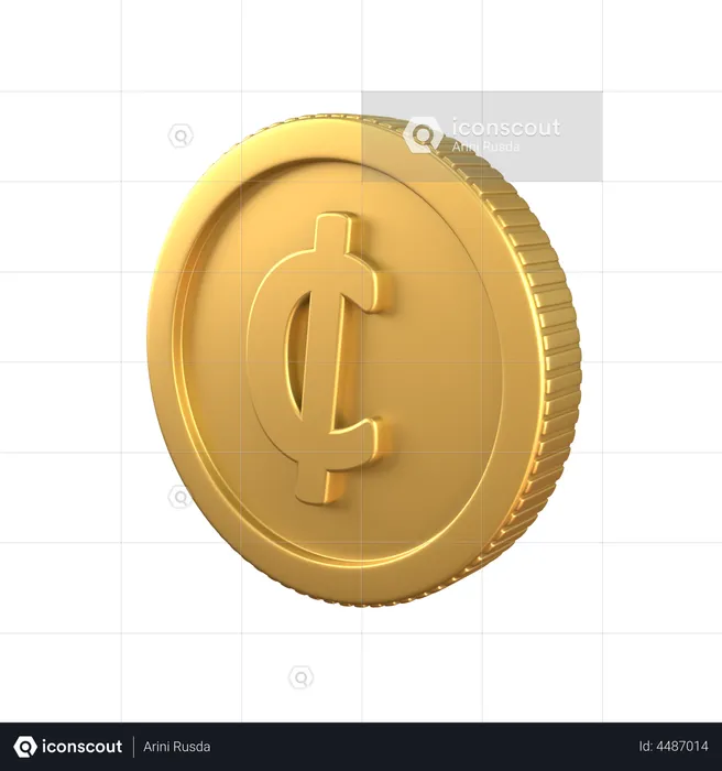 Cedi Gold Coin  3D Icon