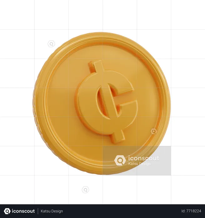 Cedi Symbol Coin  3D Icon