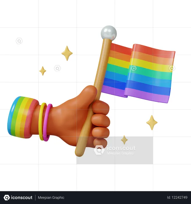 Celebração do Orgulho com a Bandeira do Arco-Íris  3D Icon
