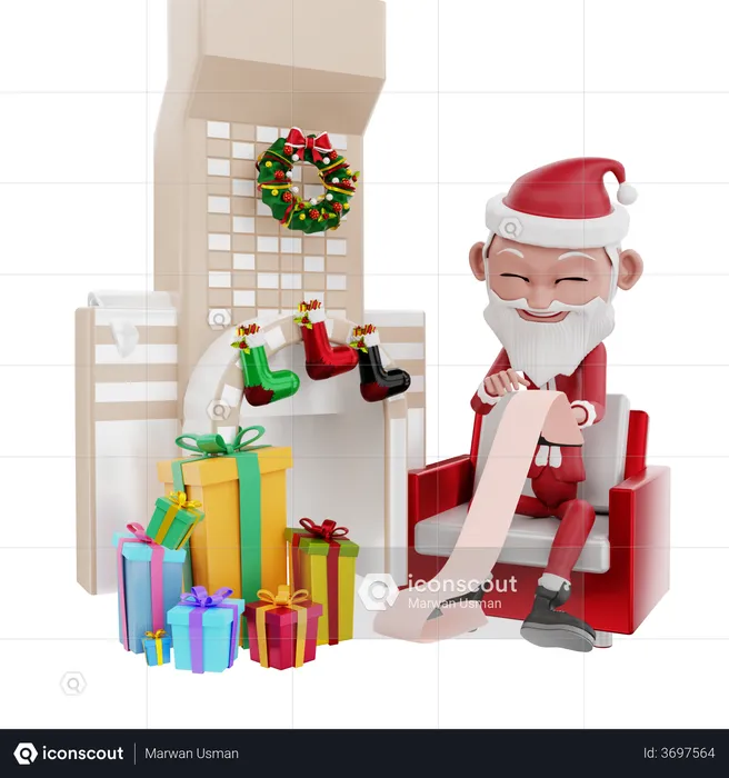 Celebración de santa claus navidad en casa  3D Illustration