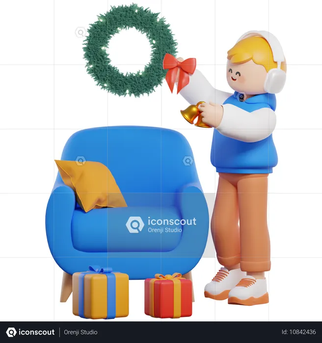 Celebrating Christmas by Decoration  3D Illustration