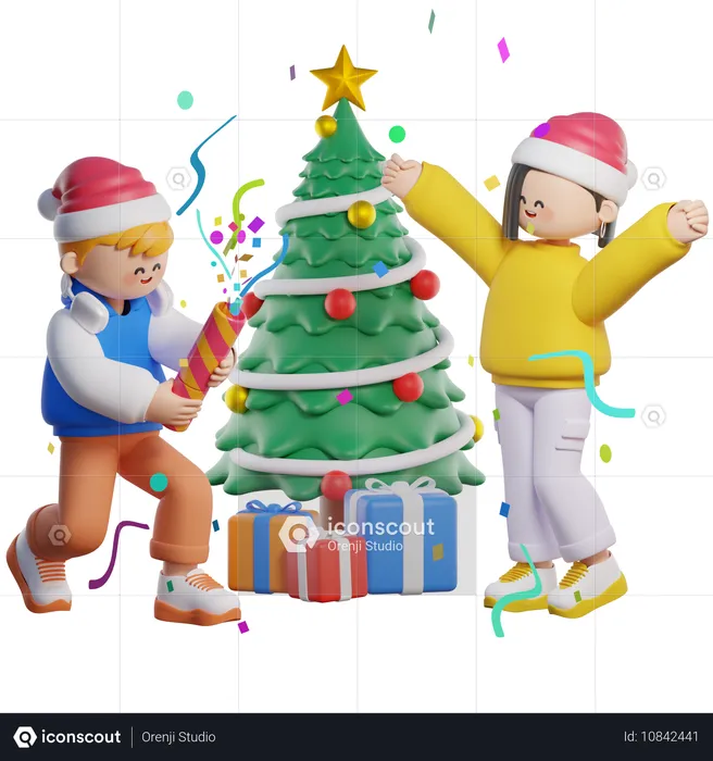 Celebrating Christmas Party  3D Illustration