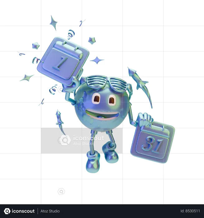 Célébration du 31 décembre et du 1er janvier  3D Illustration
