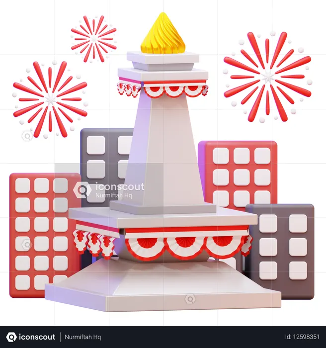 국립기념물에서 열리는 축하 행사  3D Icon