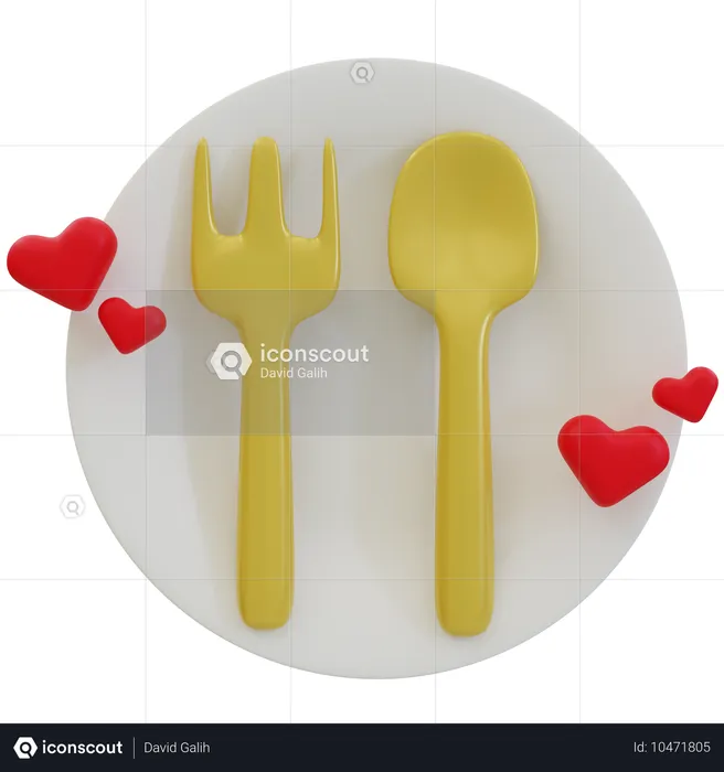 Cenário de jantar de casamento romântico  3D Icon