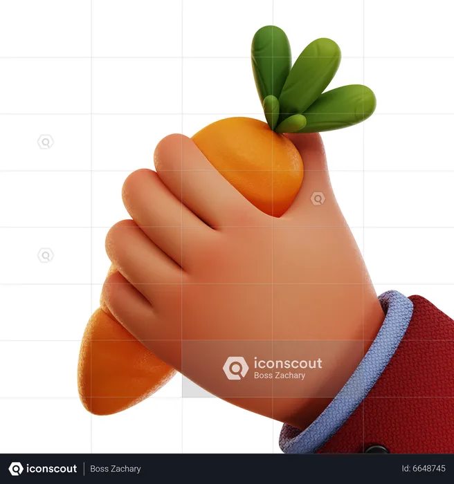 Cenoura com a mão  3D Icon