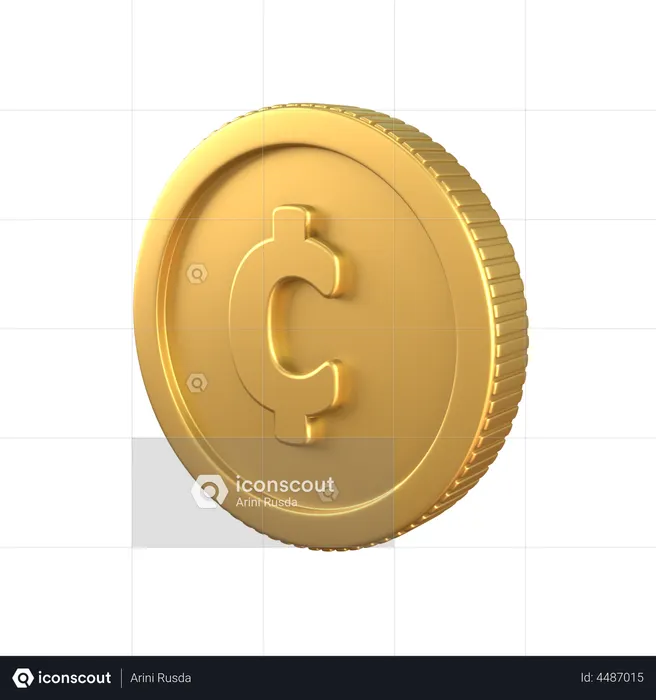 Cent Gold Coin  3D Icon