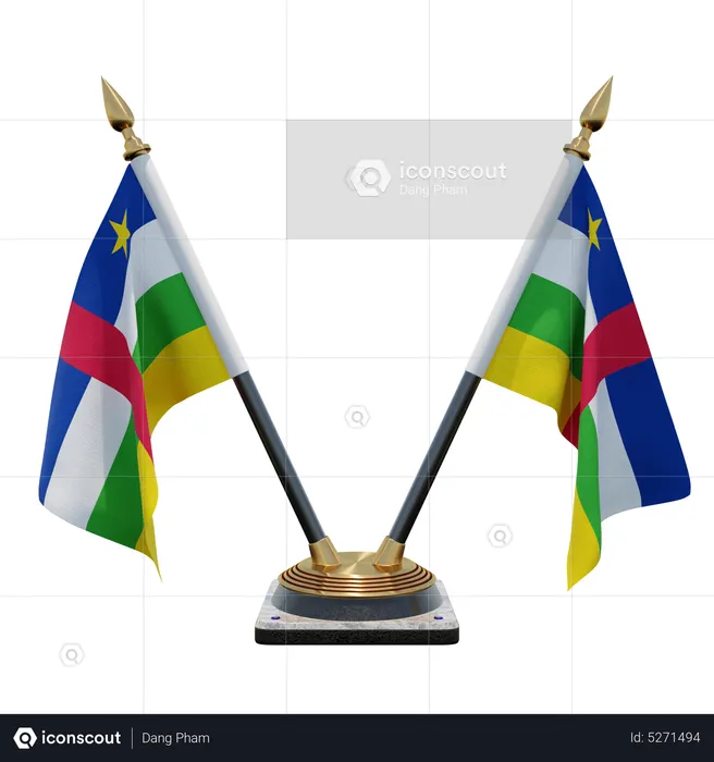 Central African Republic Double (V) Desk Flag Stand Flag 3D Icon