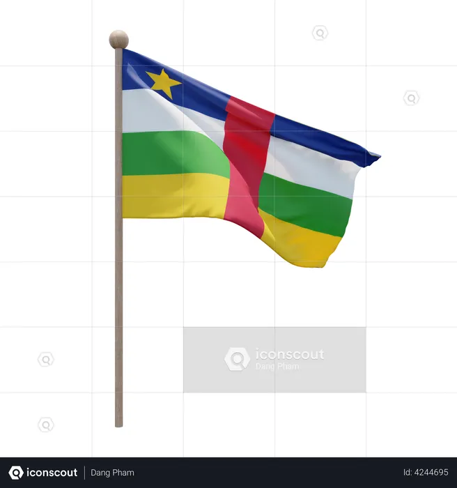 Central African Republic Flagpole Flag 3D Illustration