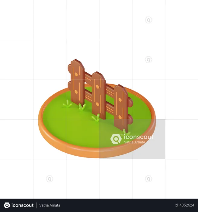 Cerca de madeira  3D Illustration