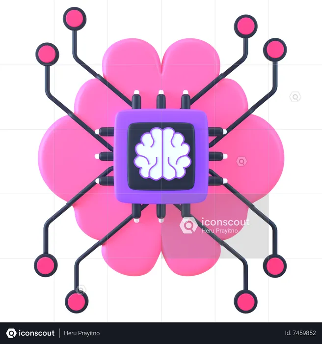 Cérebro de Inteligência Artificial  3D Icon