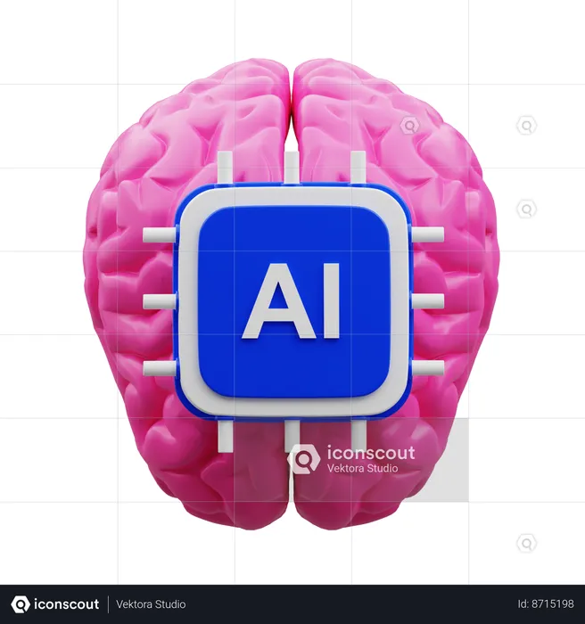 Inteligência artificial cérebro ai  3D Icon