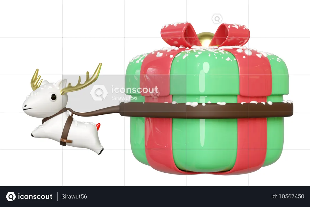 Cerf avec cadeau  3D Icon