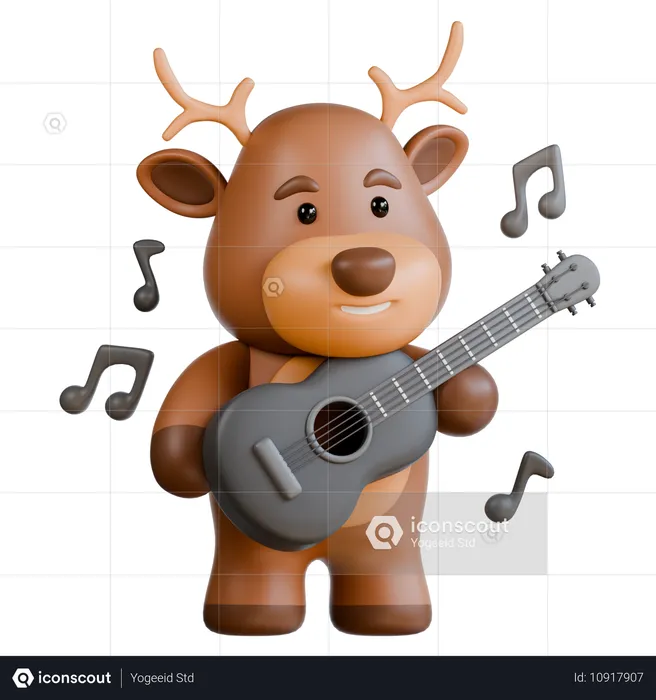 Cerf jouant de la guitare  3D Icon