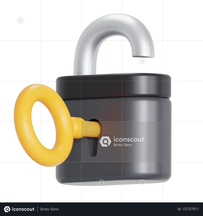Cerradura y llave  3D Icon