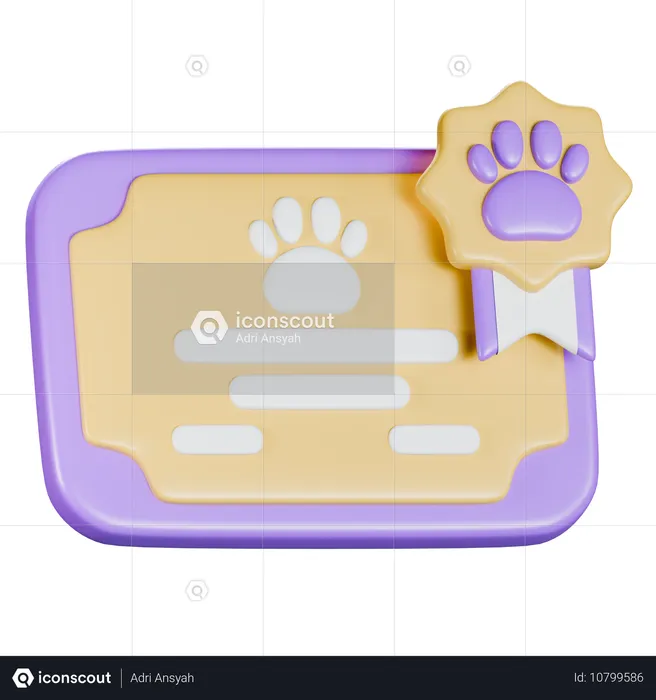 Certificación de mascotas  3D Icon