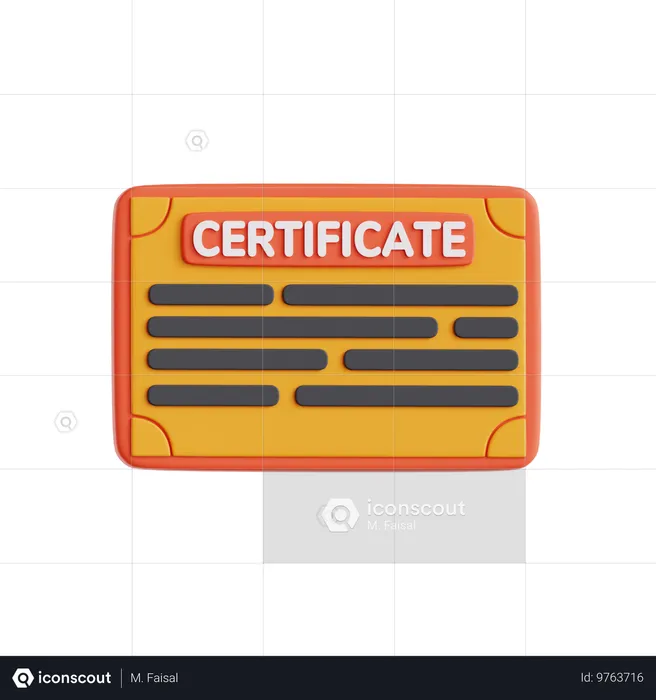 Certificado  3D Icon