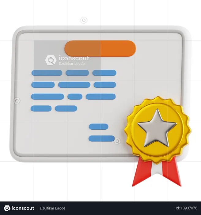 Certificado  3D Icon