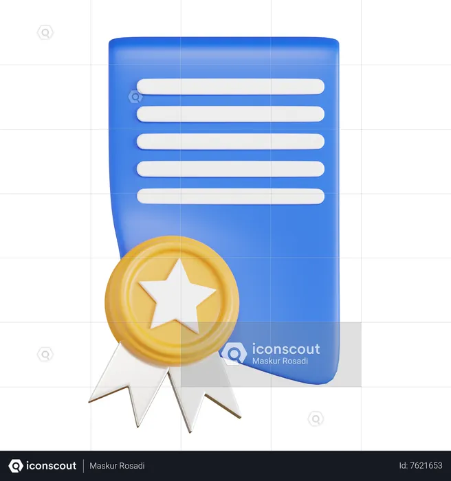 Certificado  3D Icon