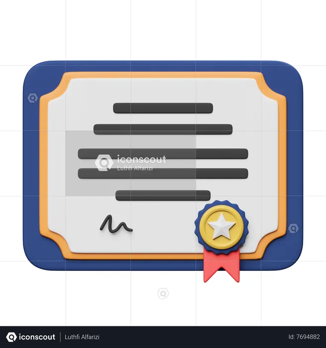 Certificado  3D Icon