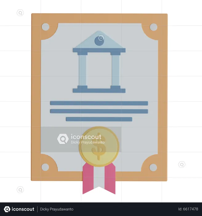 Certificado bancário  3D Icon