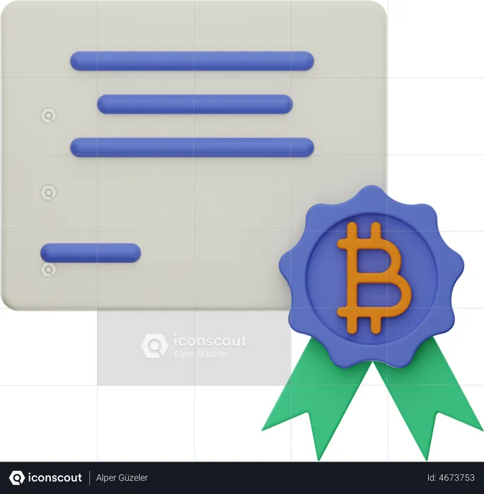 Certificado bitcoin  3D Illustration