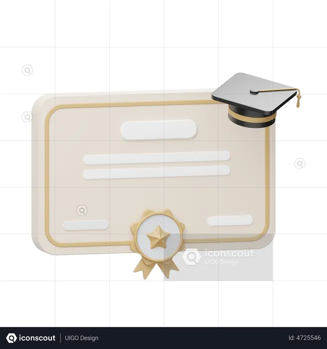 Certificado de graduação  3D Illustration