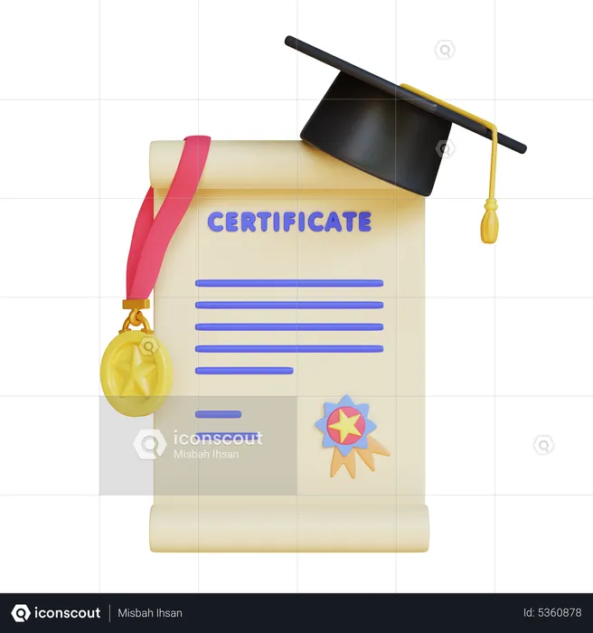 Certificado de graduação  3D Illustration