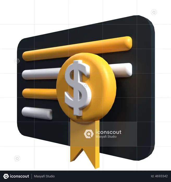 Certificado financiero  3D Illustration