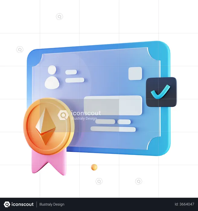 Certificado nft  3D Icon