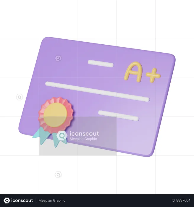 Un certificat plus  3D Icon