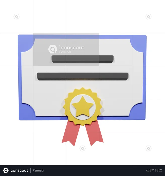 Certificat de réussite  3D Illustration