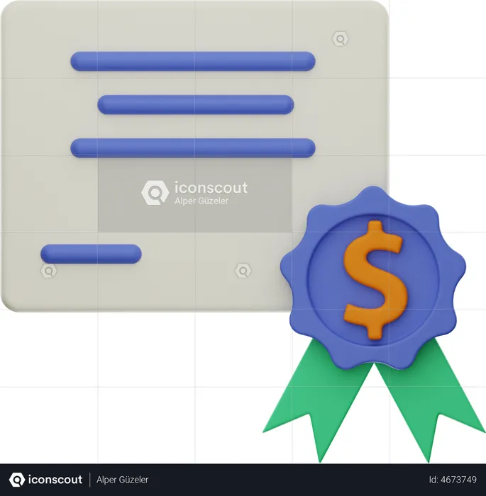 Certificat financier  3D Illustration