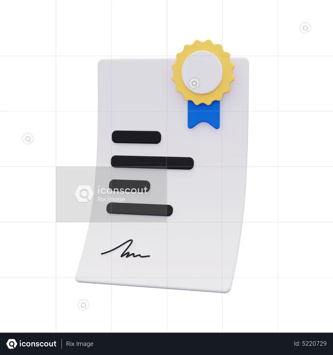 Certificate  3D Icon