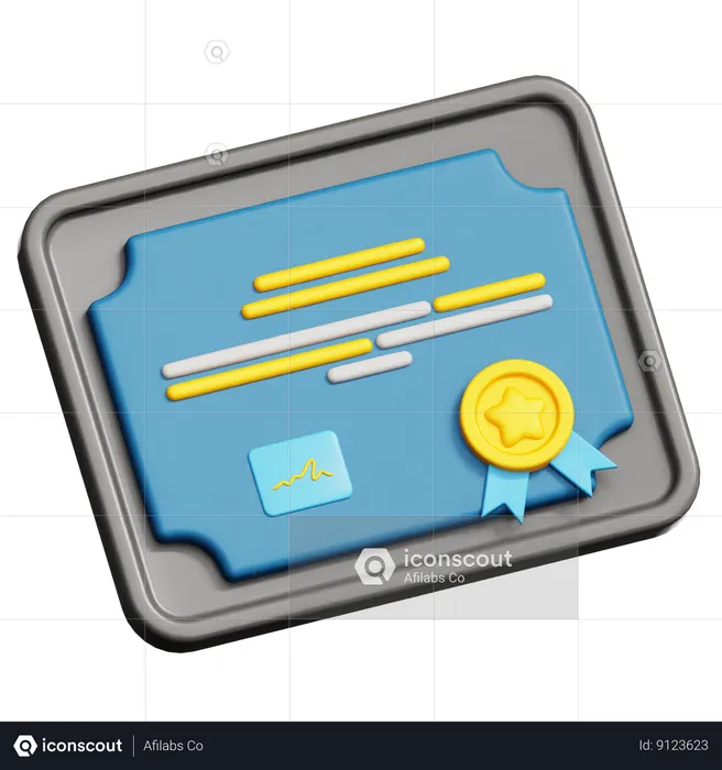 Certificate  3D Icon