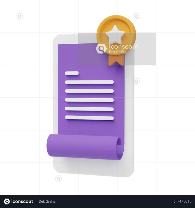 Certificate  3D Icon