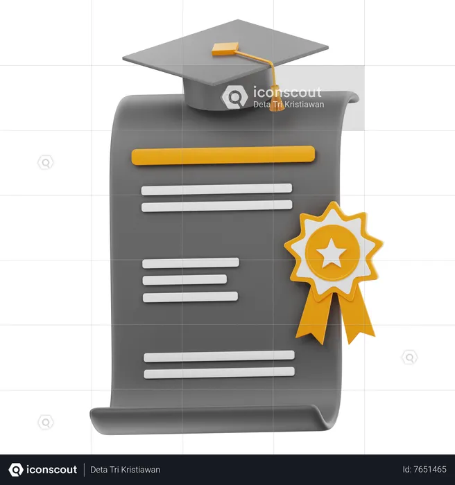 Certificate  3D Icon