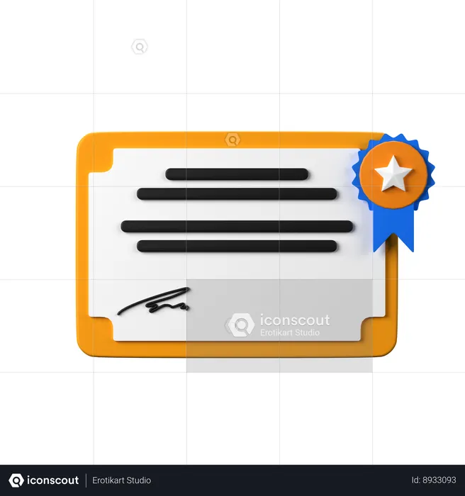 Certificate  3D Icon