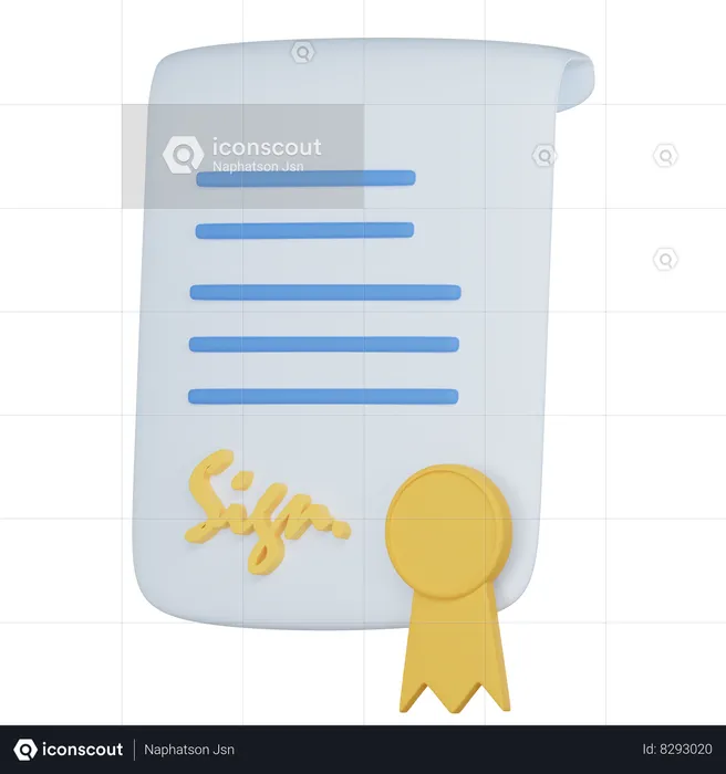 Certificate  3D Icon