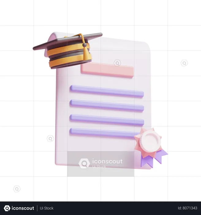 Certificate  3D Icon