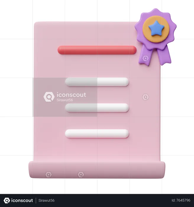 Certificate  3D Icon