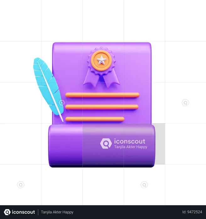 Certificate  3D Icon