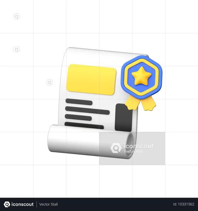 Certificate  3D Icon