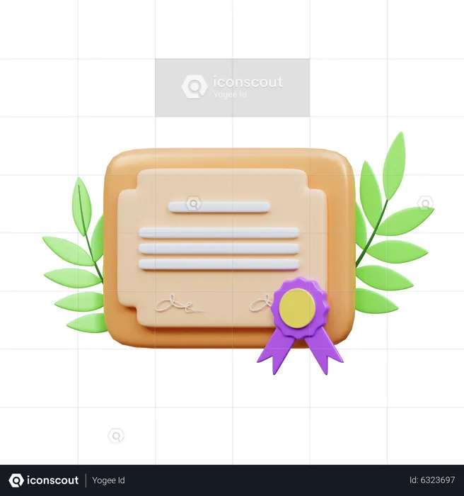 Certificate  3D Icon