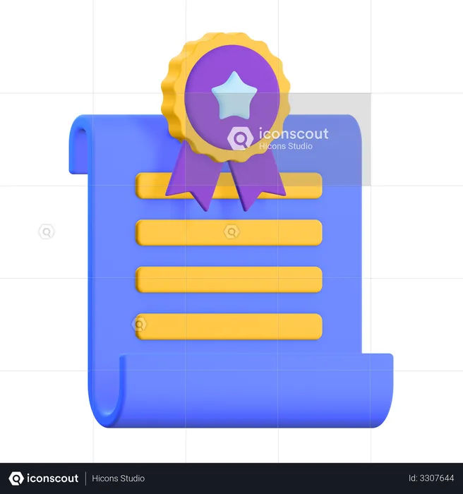 Certificate  3D Illustration