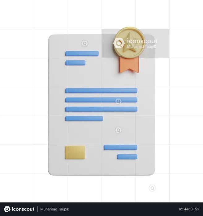 Certificate  3D Illustration